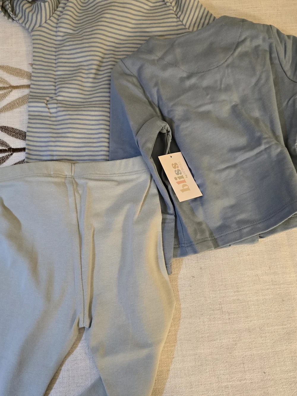 Blue Baby 3-Piece Outfit Set - Striped Bodysuit, Blue Jacket, Light Blue Pants